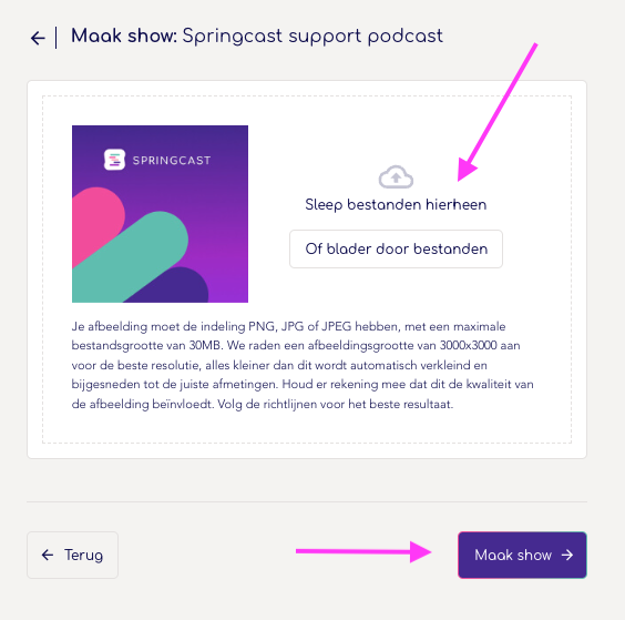 Springcast PRO - artwork toevoegen en show aanmaken.png